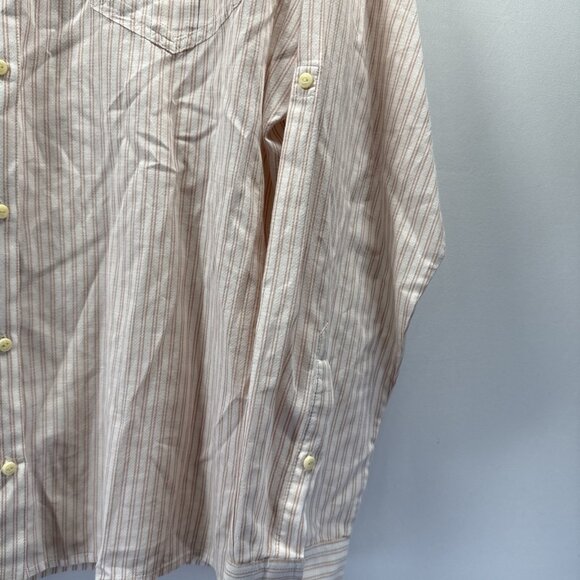 Patagonia Women's Top Blouse XL Blush Pink Stripe Organic Cotton Long Sleeves - Picture 6 of 11